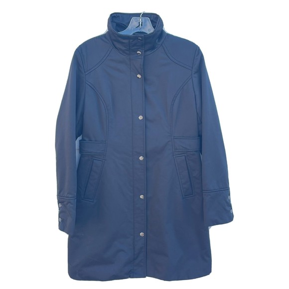 GUESS Women's Softshell Coat Jacket Full Zipper Fully Lined Snap Button Black M - Picture 2 of 12